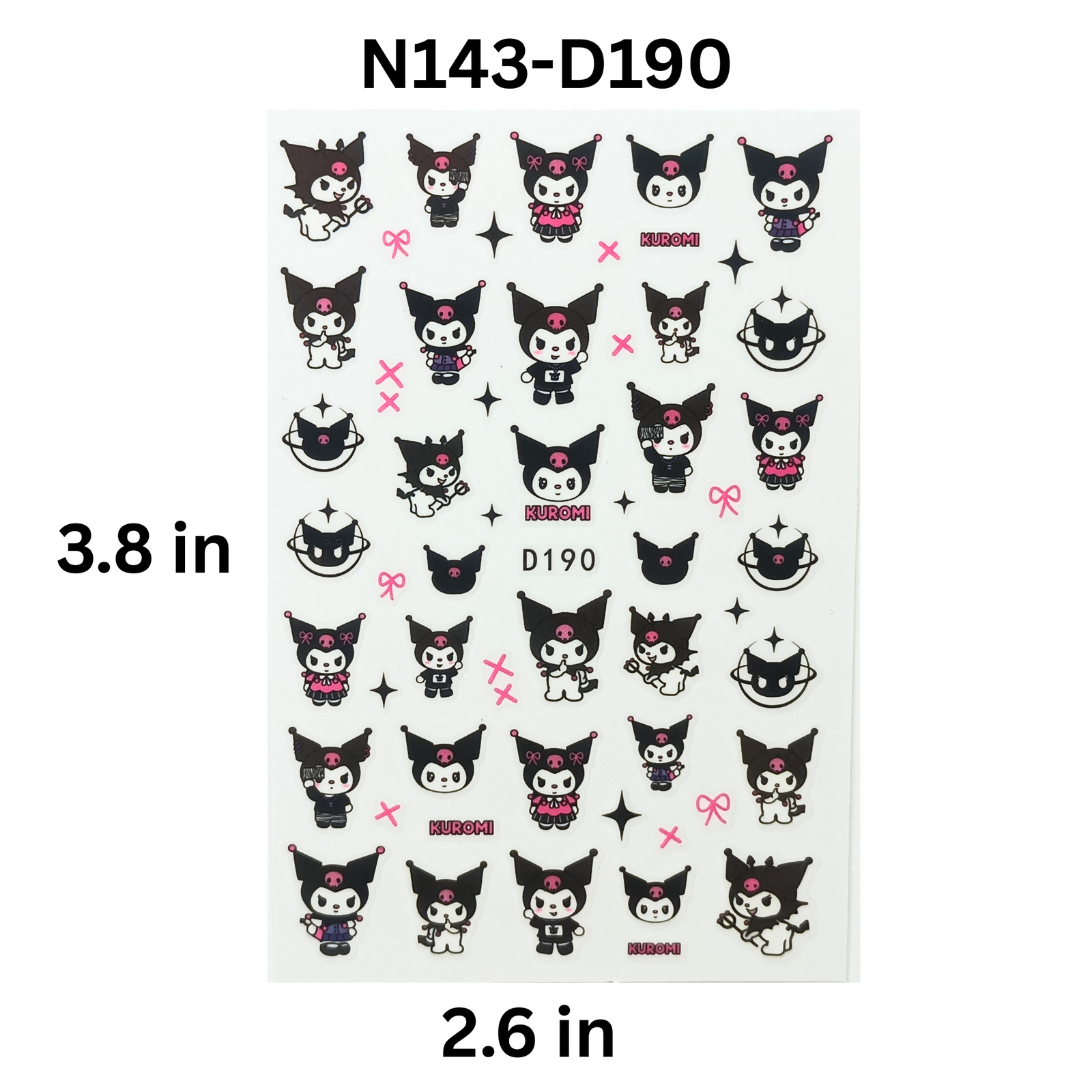 Kuromi Nail Sticker Sheet – Cute Cartoon Anime Nail Decals