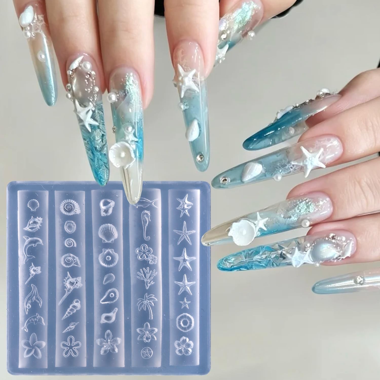 2PCS 3D Flowers Nail Art Silicone Mold, Spring Summer Hibiscus Flowers Blossom