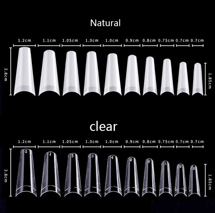 500/1000Pcs Acrylic Nail Manicure Decor Half Cover C Curve Nail Art False Tips