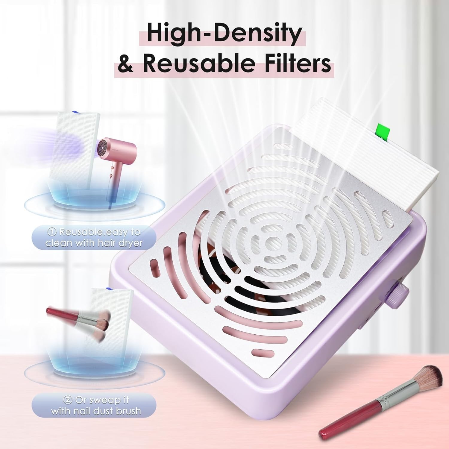 Nail Dust Collector,Compact Vacuum Fan Dust Collector for Nail Working