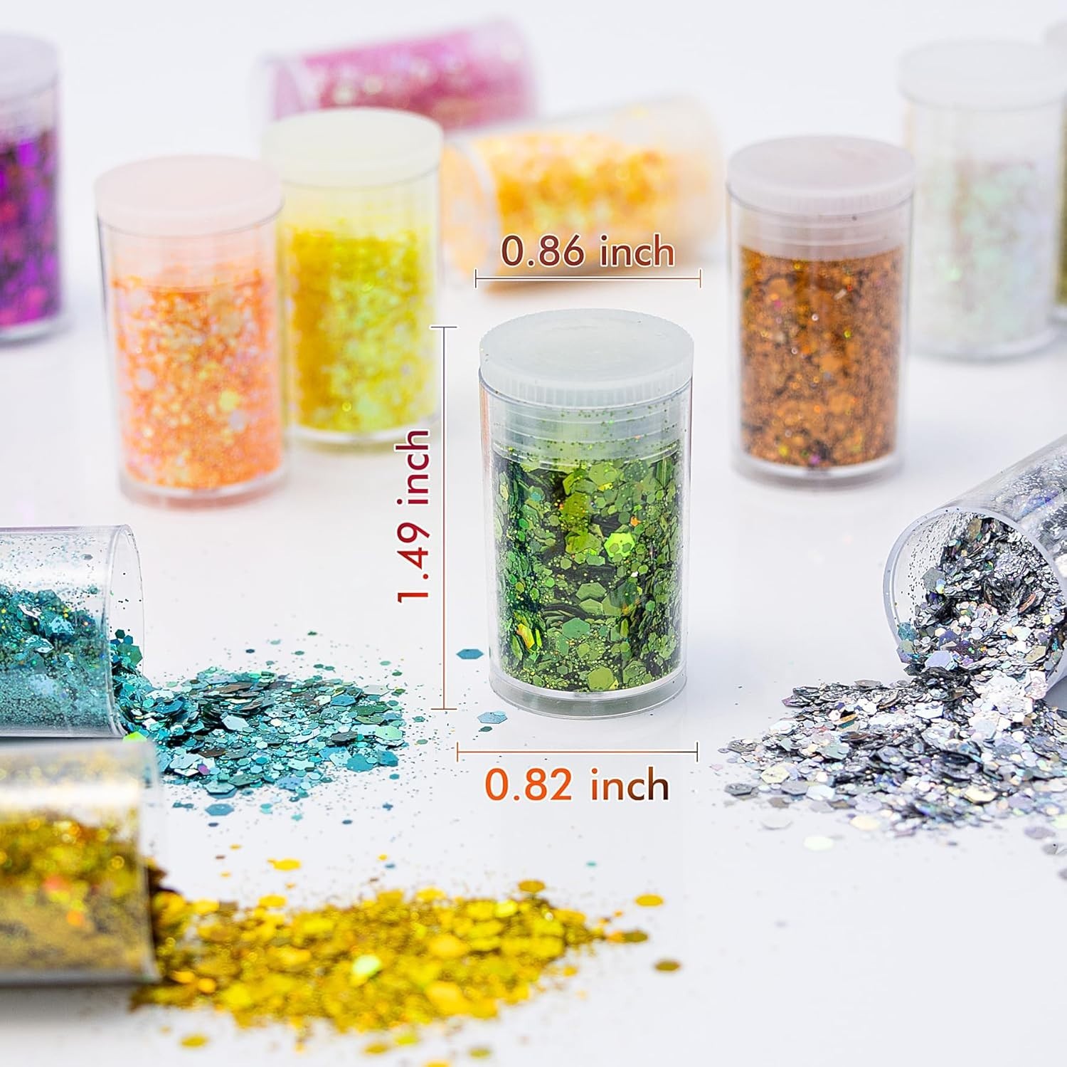 45 Holographic Chunky Sequins and Fine Powder Glitter Mix, Iridescent Glitter