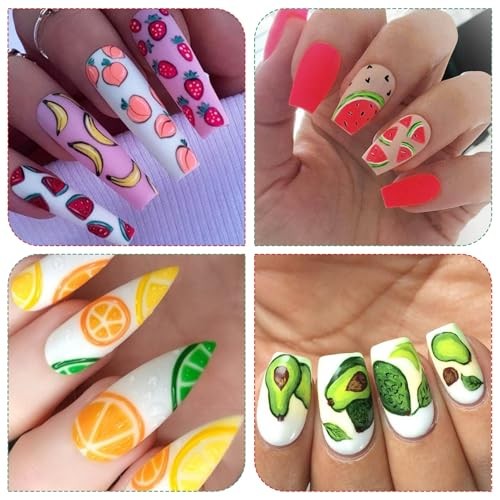 9 Sheets Fruit Nail Art Stickers – Colorful Red Yellow Orange Fruit Collection