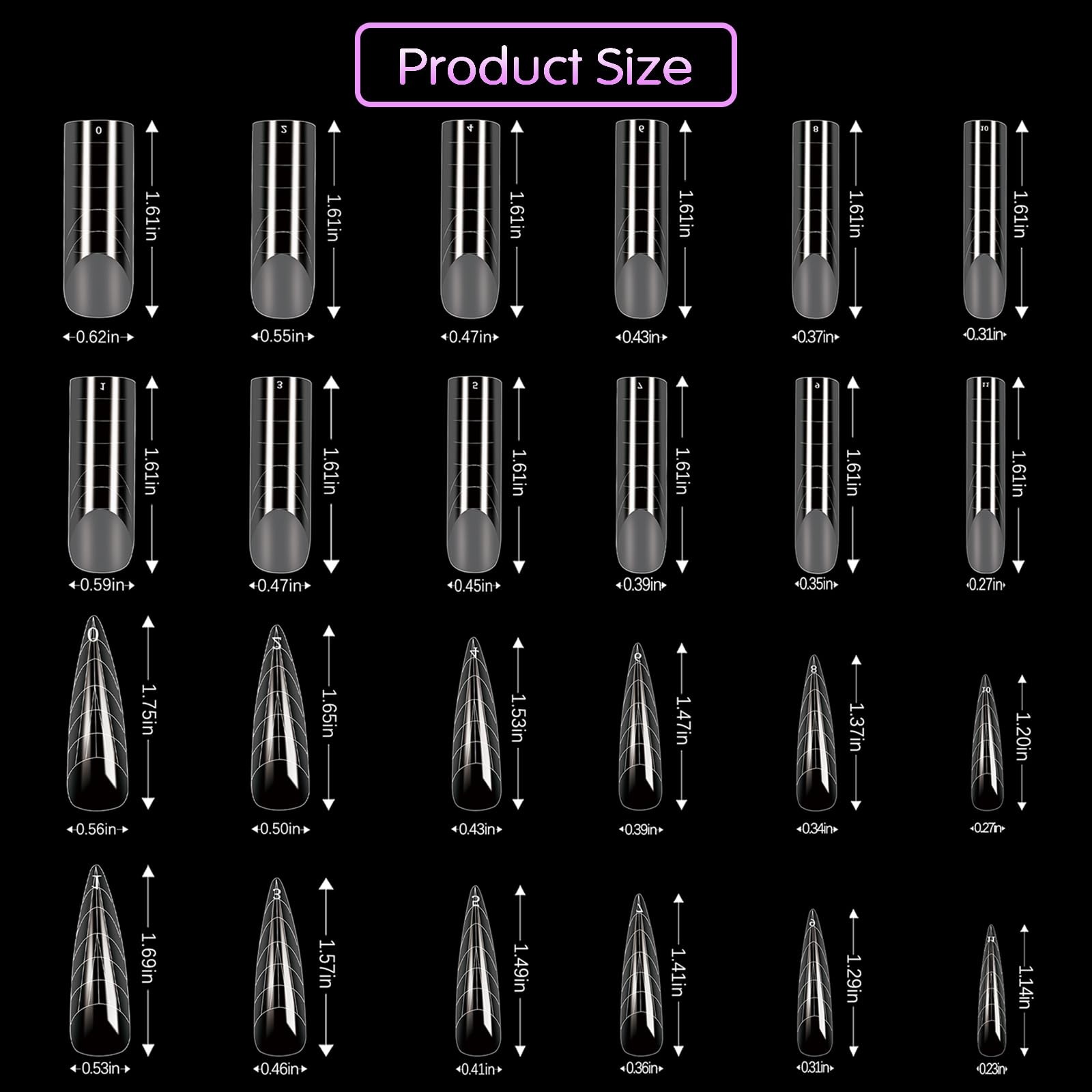 288PCS Nail Dual Forms for French Nails, Dual Nail Forms Molds Acrylic Nail Tips