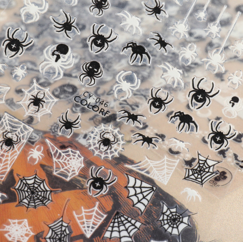 Halloween Nail Art Sticker Fluorescent Skull Spider Witch Ghost Pumpkin Bat NS43
