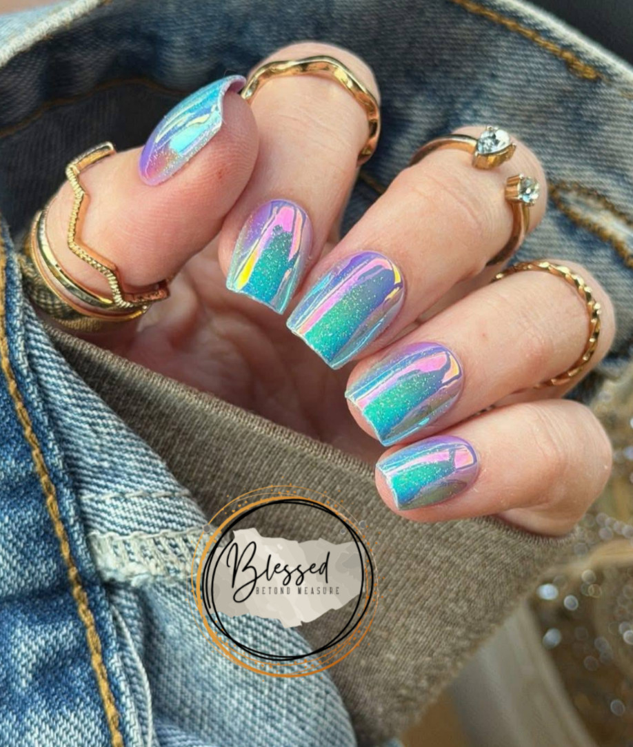 Red Aspen Press On Nails- Celestial Sheen, Trinny-Coffin-Short-Ombre