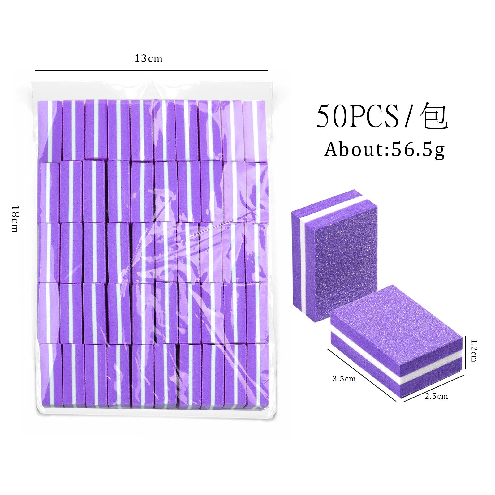 50Pcs Mini Nail Buffer Blocks 180/100 Grit Durable Nail Sanding Blocks Nail Tool