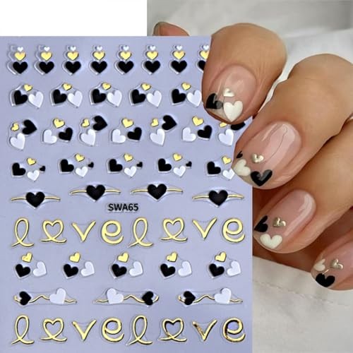 8 Sheets Valentine’s Day Nail Stickers for Nail Art 3D Self Adhesive Heart 1