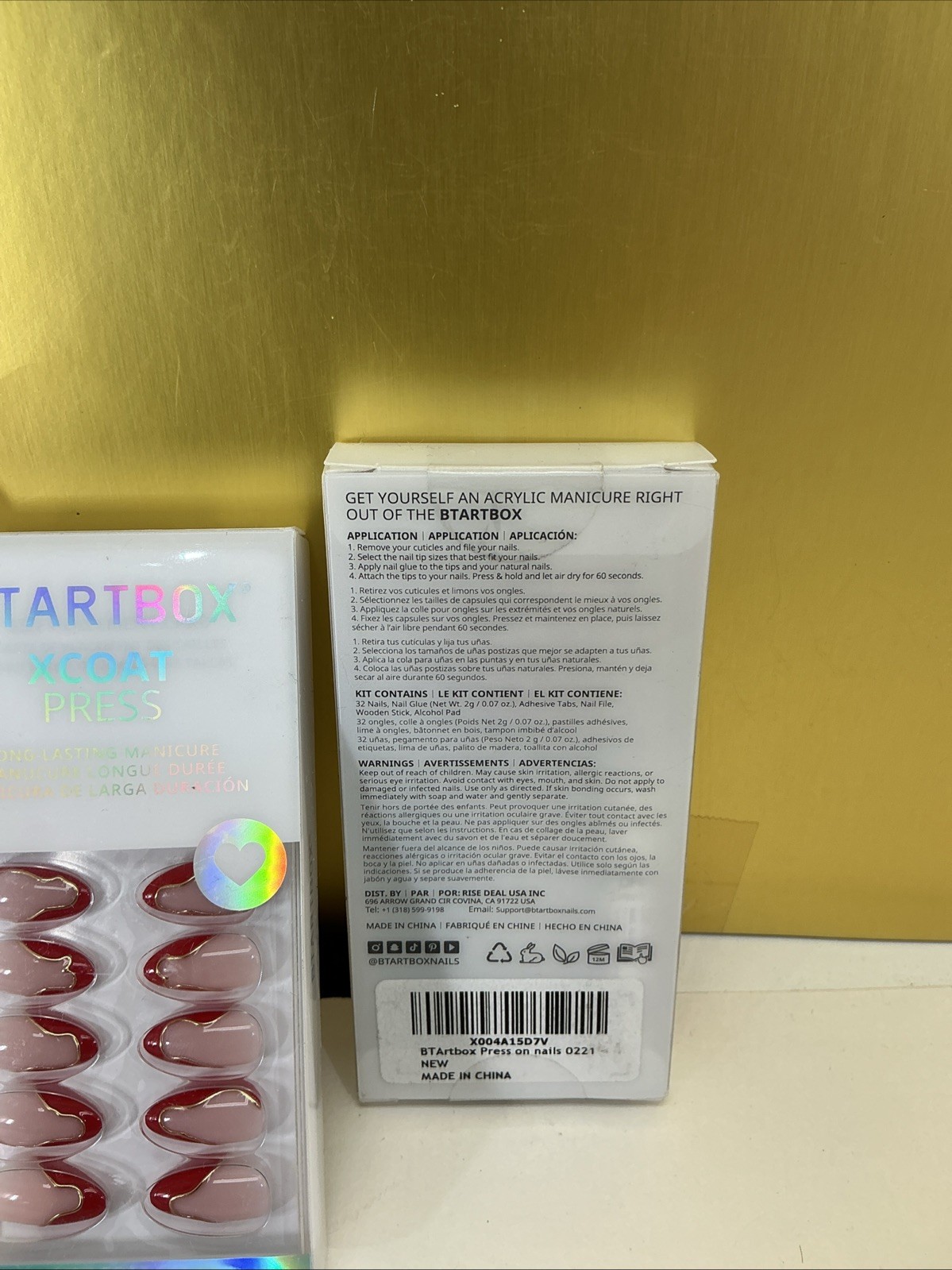 3x BTARTBOXNAILS X-Coat PRESS Nails 32 Nails And Glue 2-4 Weeks Of Wear NEW