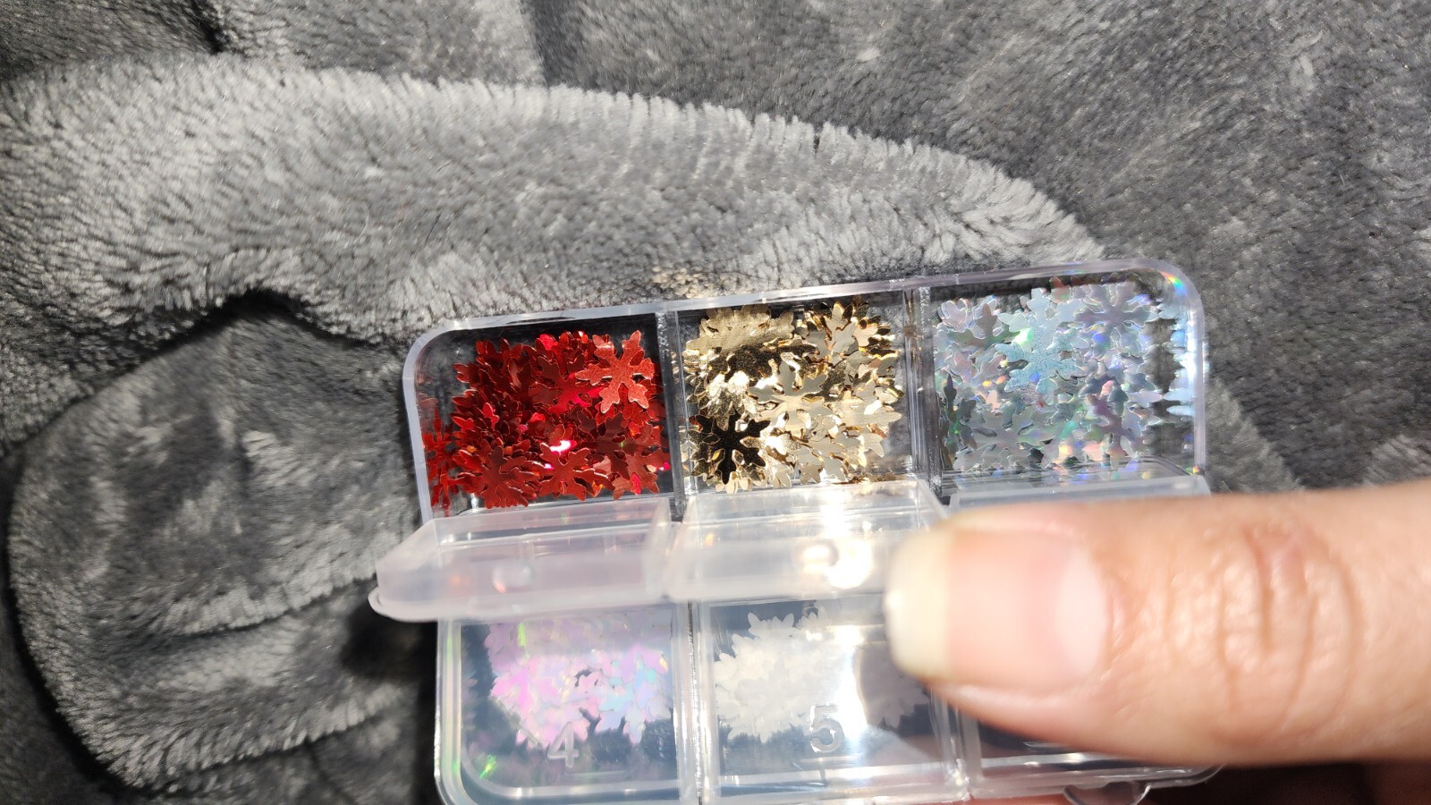 nail Art Gliter. Christmas Snow Flakes Multiple Colors inside container
