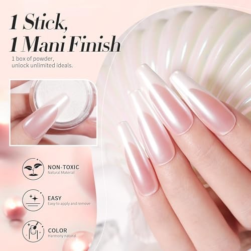 White Pearl Chrome Nail Powder Iridescent Mermaid Pigment for Acrylic Gel Nail