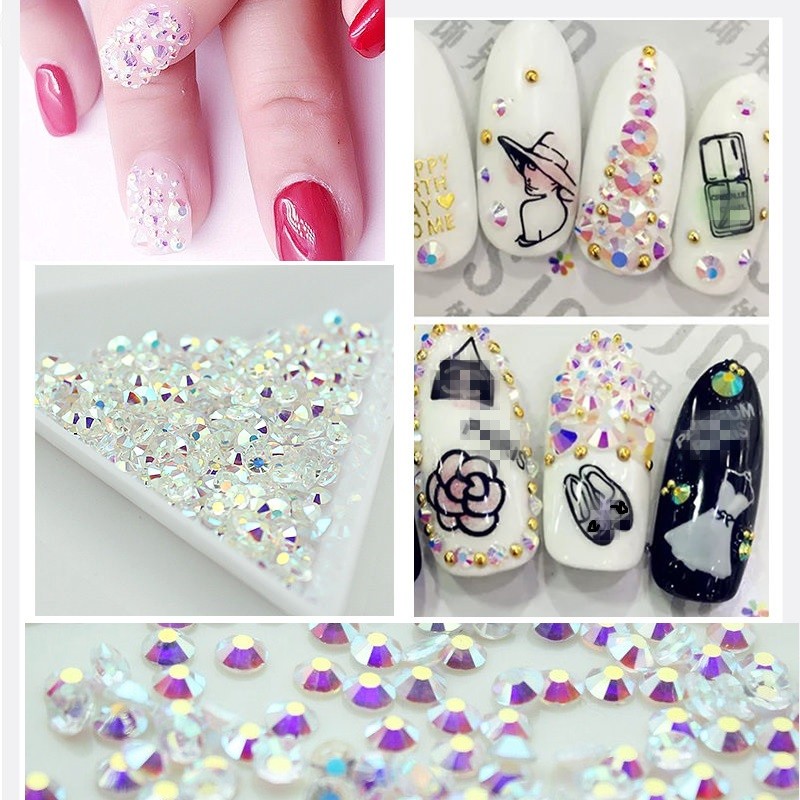 288 720 1440pcs Clear AB Nail Art Rhinestone Flatback Glitter 3D Tips Decoration