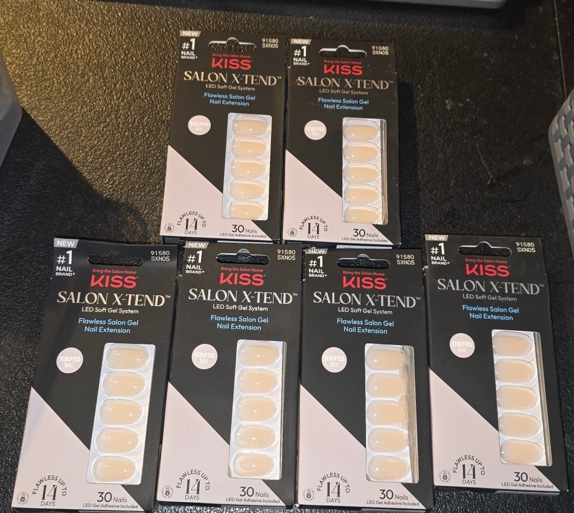 6 Pack KISS Salon X-Tend LED Soft Gel System Sculpted 30 Nails Ea SXN05