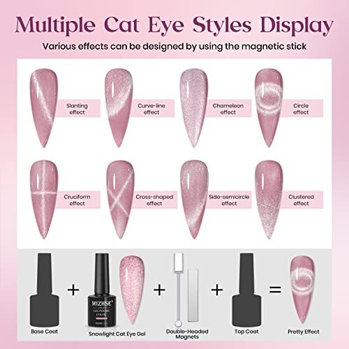 10ml*6 Colors Cat Eye Gel Nail Polish, Crystal Magnetic A-Sparkle Shimmer Set