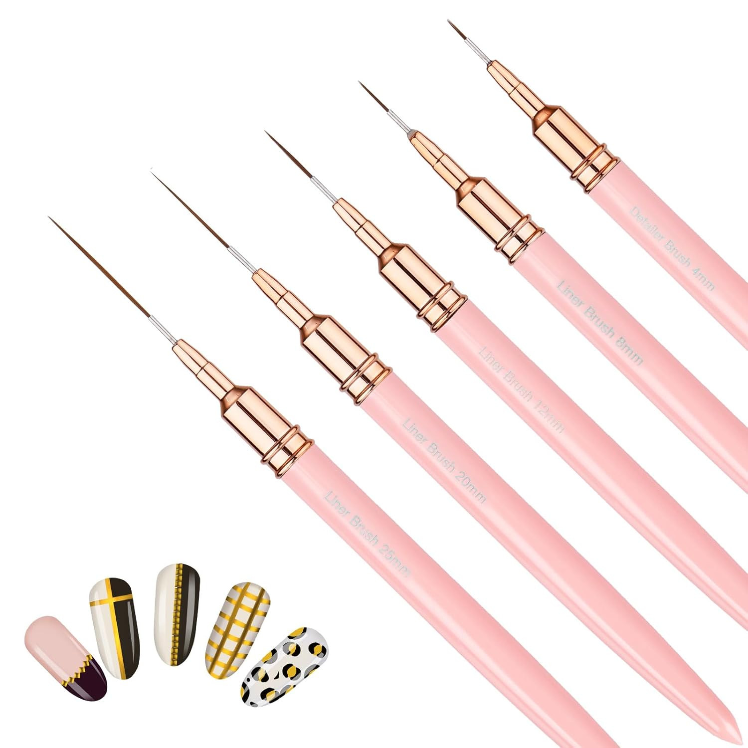 5Pcs Nail Art Pens, Fine Nail Art Liner Brushes Set Thin Detail Fingernails Draw