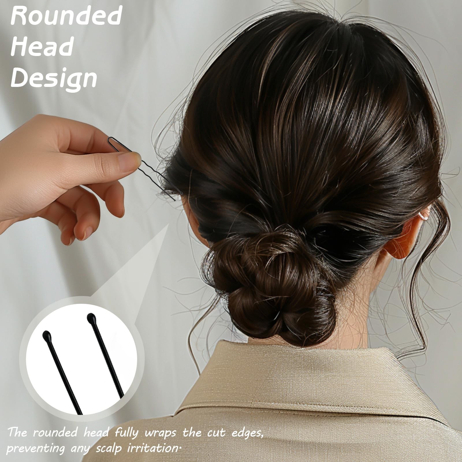 100 Pack Durable U-Shaped Hair Pins for Women’s Thick Hair, Classic Black