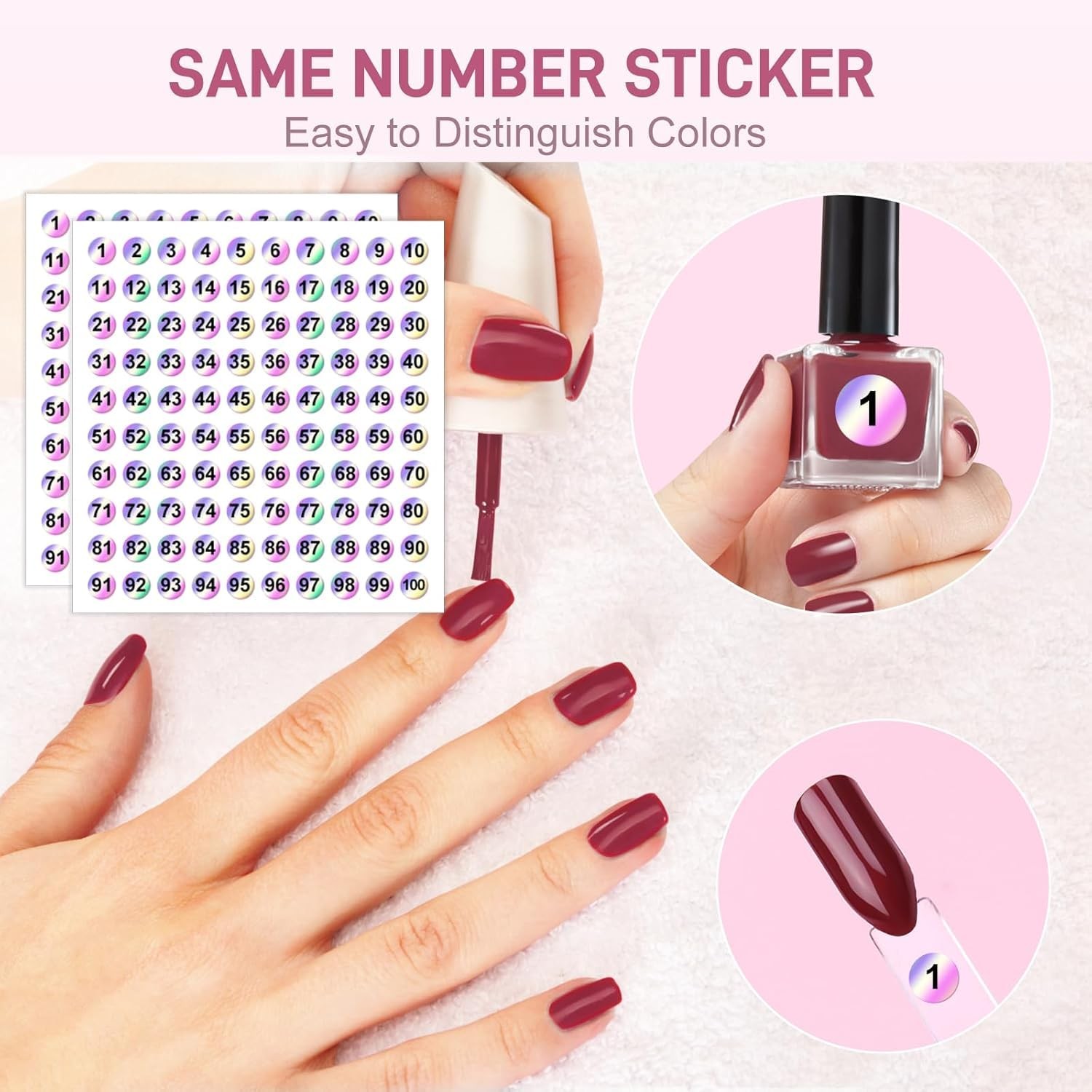 50 Pcs Clear Fan Shape Nail Color Swatches Sticks with Ring for Manicure
