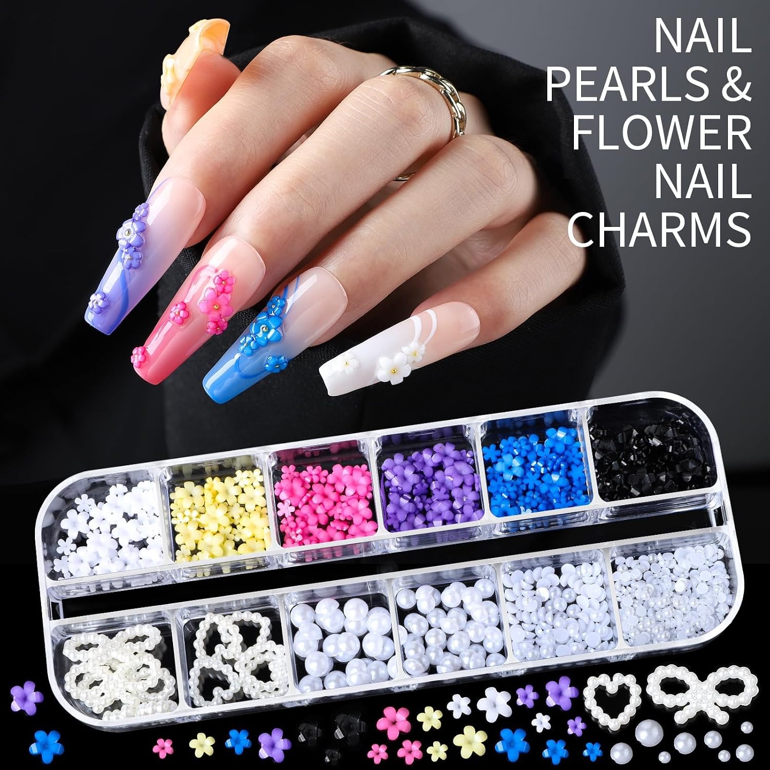 Teenitor Nail Art Kit: Charms, Gems, Stickers, Rhinestones, Pearls