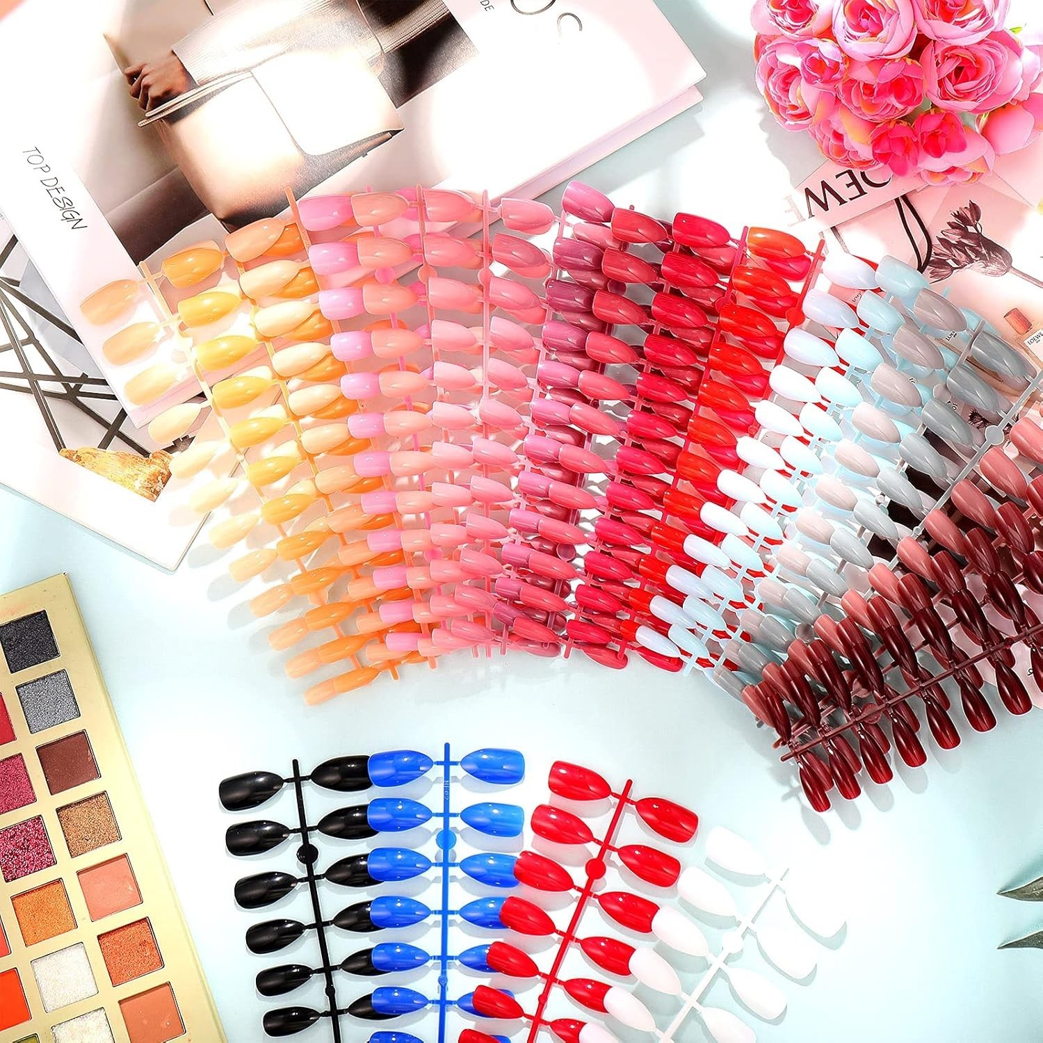 Luxurious 36-Set Almond Press on Nails – 864 Durable, Safe, Colorful Designs