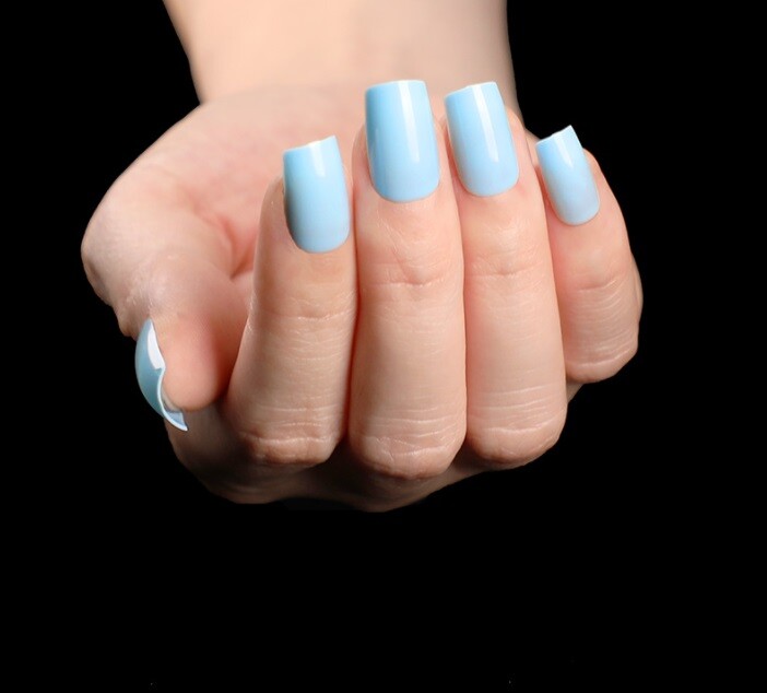 Handmade Press On Nails – Glossy Square Nails, Black White Red Blue Fake Nails