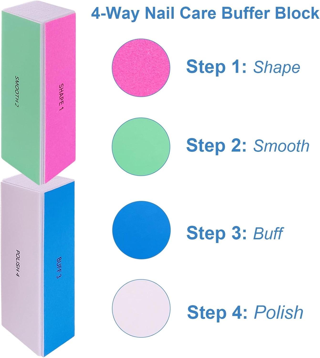 4 Way Nail Buffer Blo, Nail Shine Buffers Blos Files for Natural and