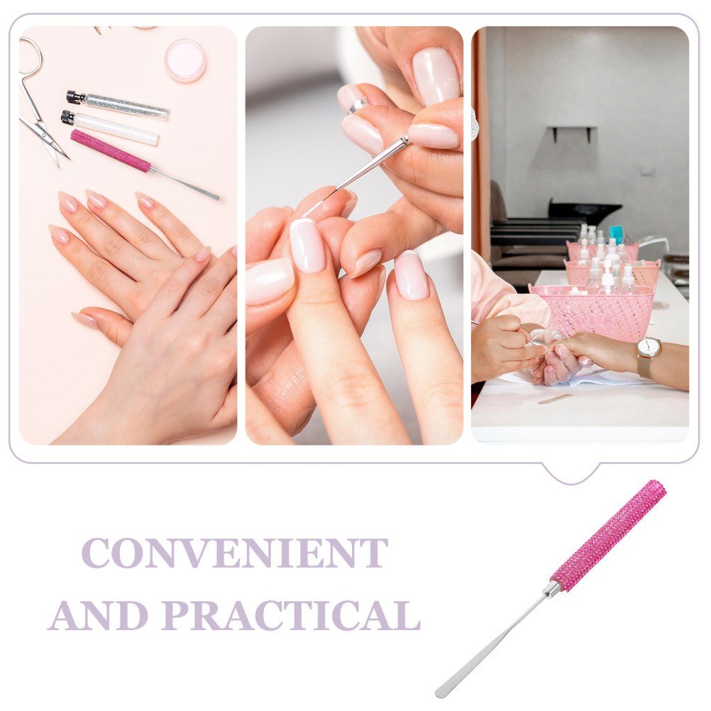 Rosy Rhinestone Metal Nail Mixing Tool Durable Nail Glue Stirring Rod for DIY