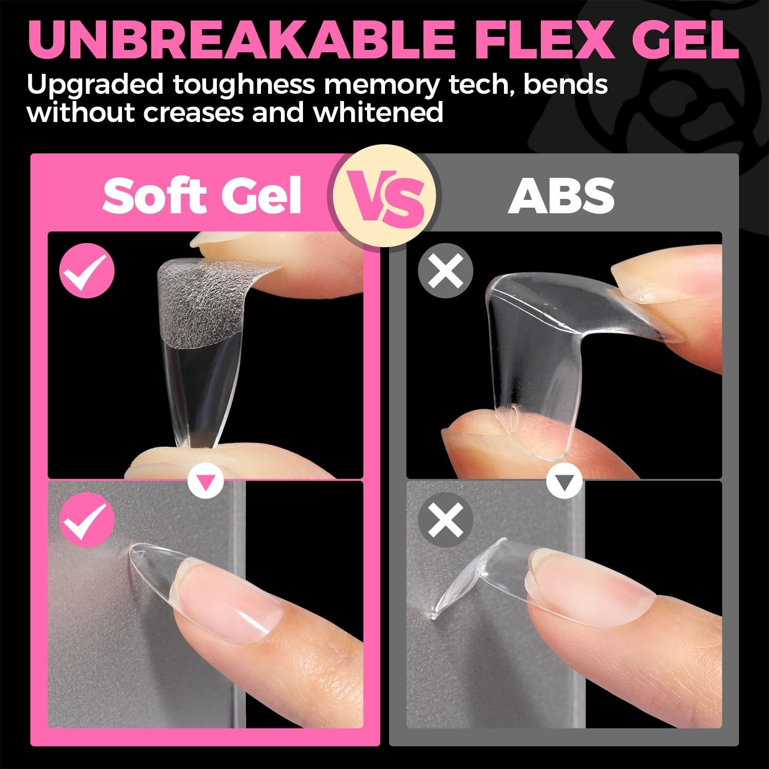 Luxury Gel Press-On Nail Extensions – 504 PCS, No C Curve Medium Almond Style