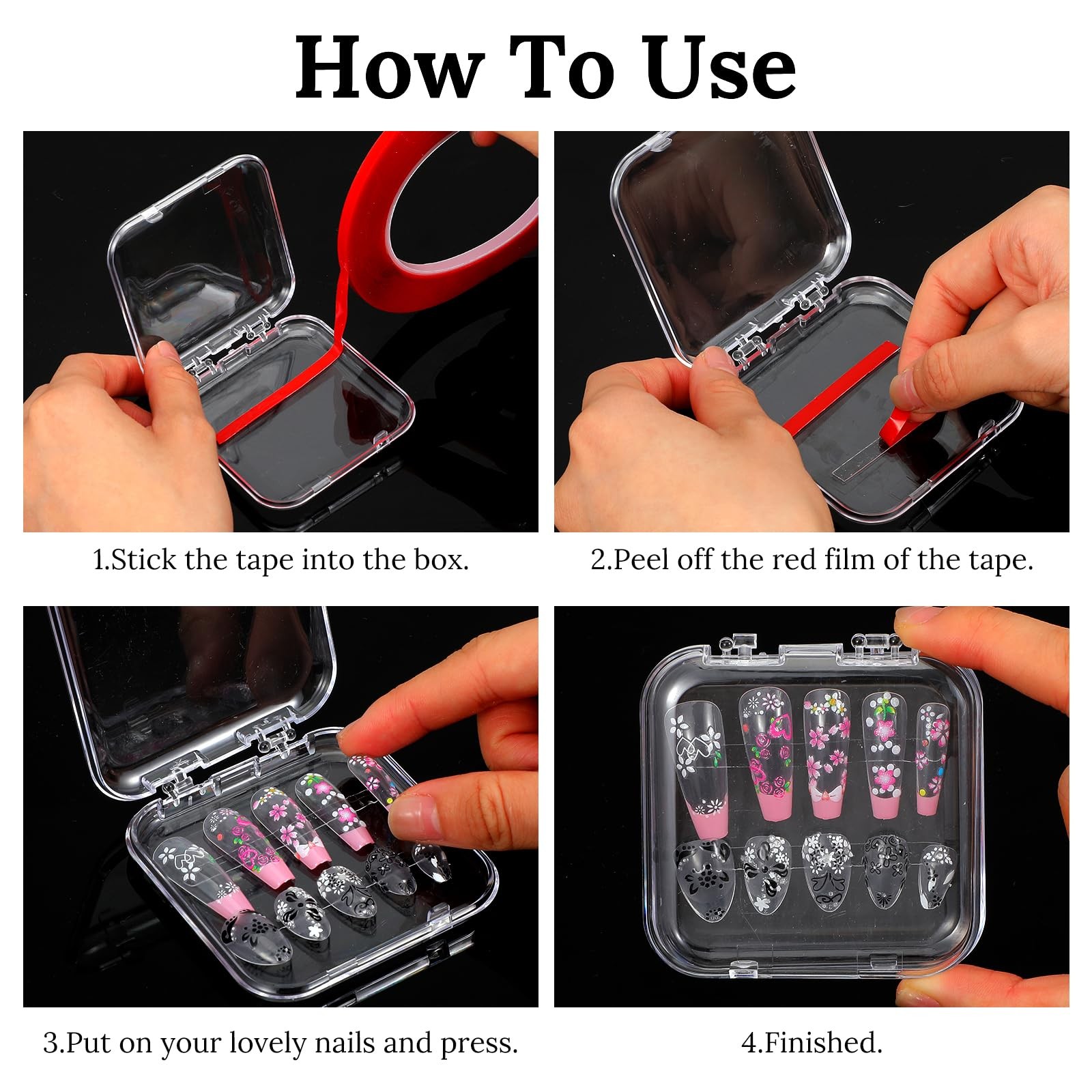 Molain 40 Pcs Clear Press on Nail 2.95 x x 0.5 Inch, transparent