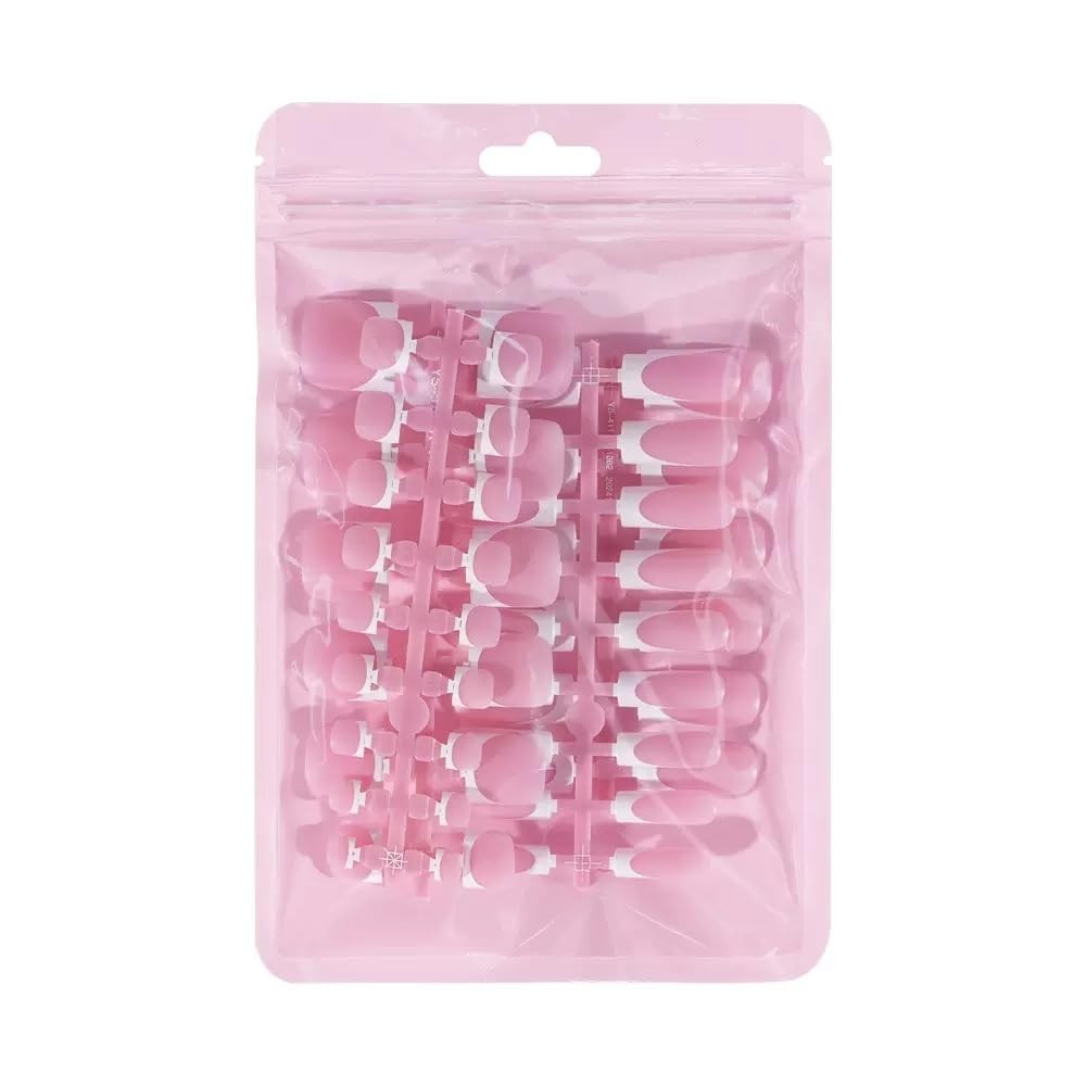 60Pcs White French Tip Press on Nails & Press on Toenails Set, Square Press o…