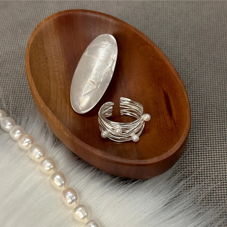 Irregular Multi-Layer Pearl Open Ring