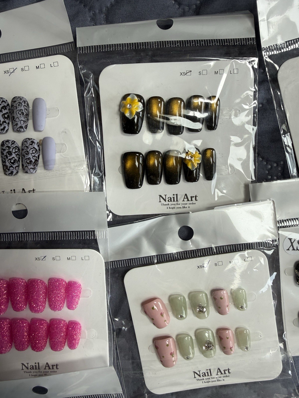 21 Sets Press On Nails Lot Mixed Designs Glitter French Leopard Handmade W/ Kits
