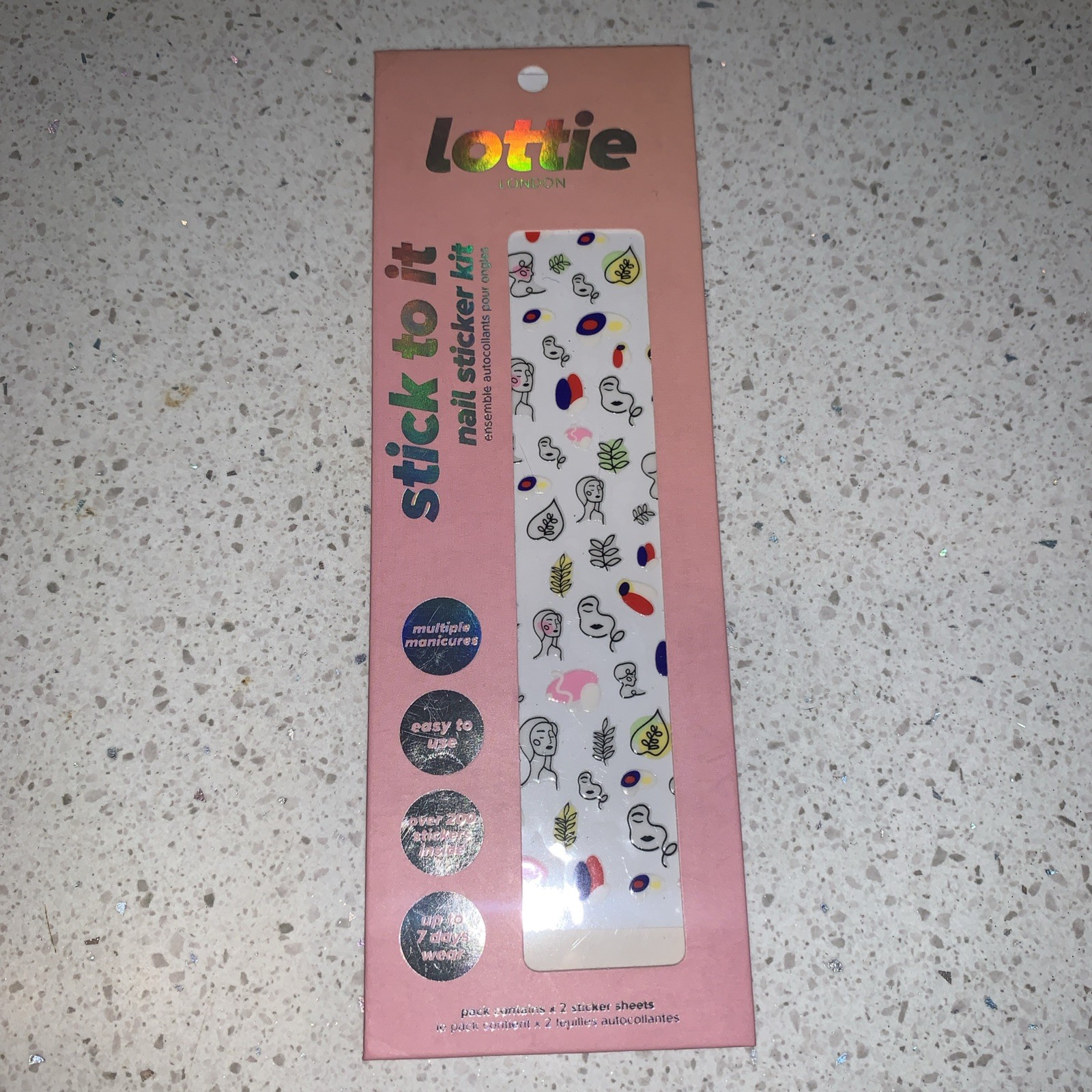 Nail Stickers Lottie London Stick To It – Abstract Faces Leaves Red Green Black
