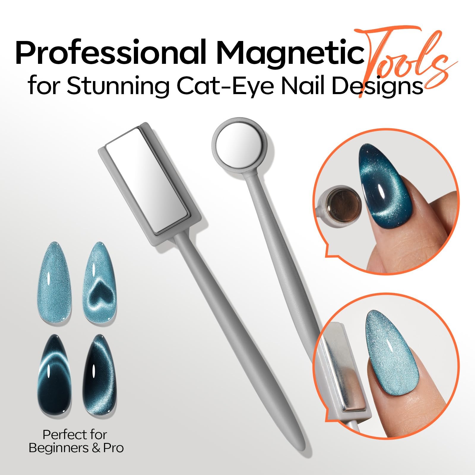 Cat Eye Magnet Set for Nails, Heart Cateye Powerful 3 IN One Magnetic Pen Nai…