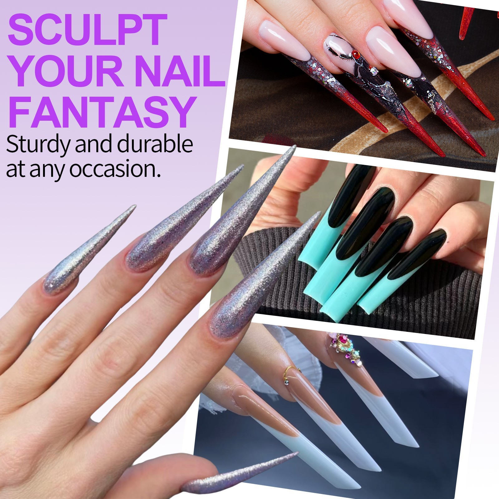 Various Colors Nail Form 144pcs Dual Forms Set for Poly Nail Gel Extension