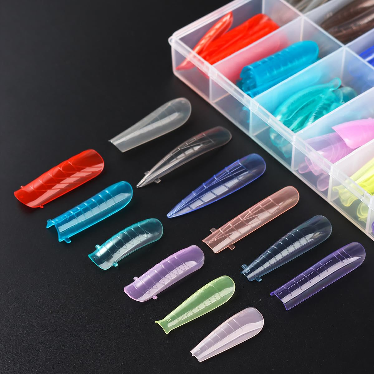 12 Grids Dual Forms Gel Nail Extension Mold, Colorful Quick Building | Dual Form