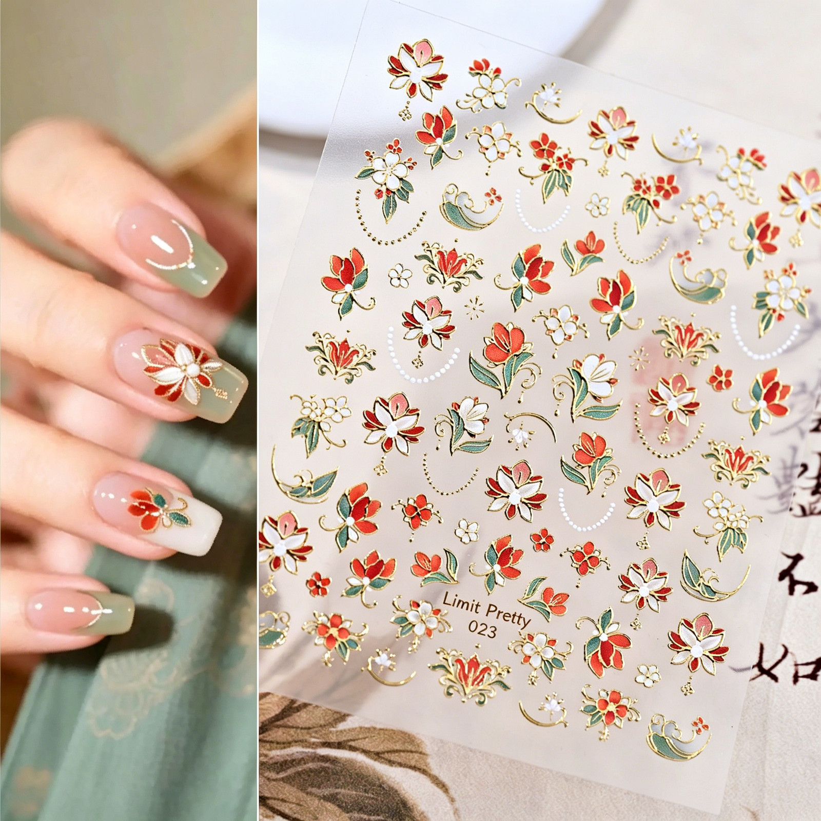 New Translucent Small Ice Flower Embossed Jelly Nail Stickers, Fairy Shell Shimm