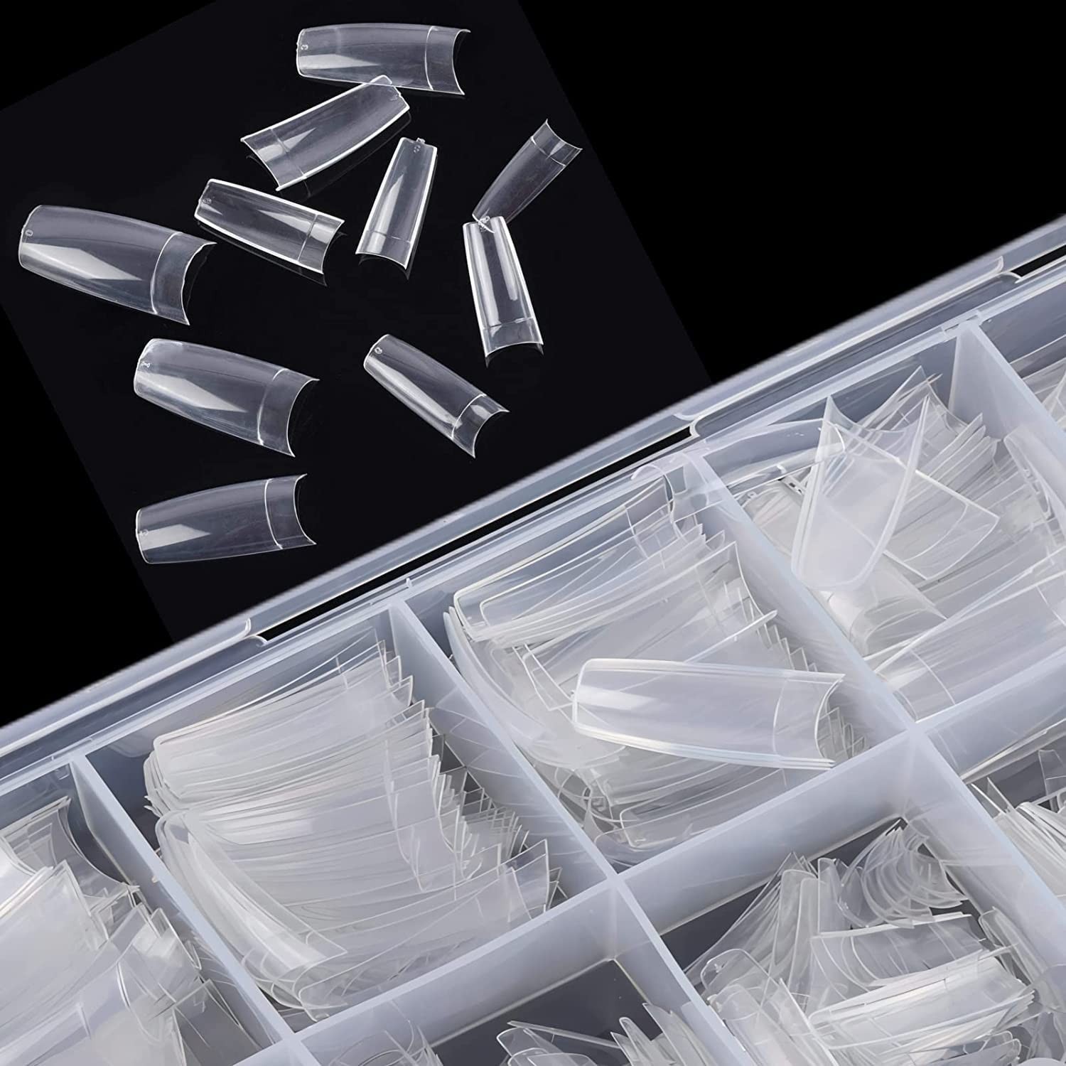 1000pcs Clear and Natural Acrylic Nail Tips,10 Size French Nail Tips For Acry…