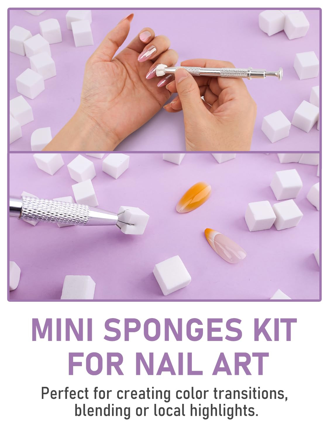 200 Pcs Nail Sponges for Ombre with Nail Art Palette, Grabbing Pen & Spatula, Na