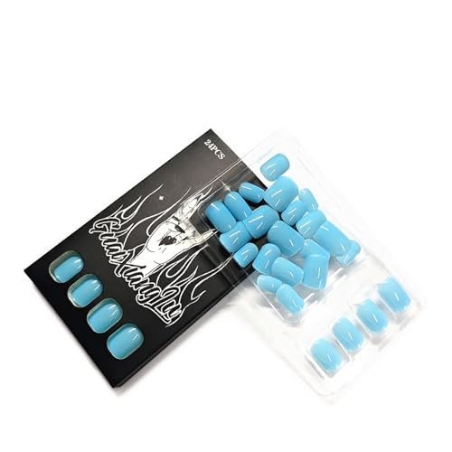 Set of 10 Square Blueberry Milk Square Nails – 24Pcs – Square Design