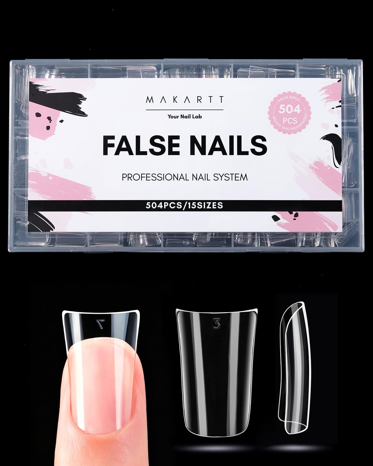 Makartt 504 PCS Duck Nail Tips Clear Flare Full Cover