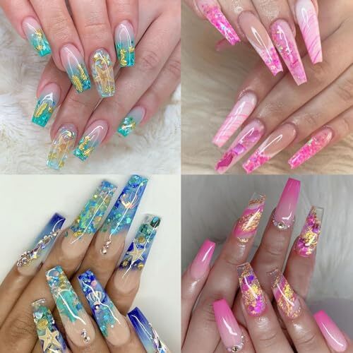 12Grids Holographic Mermaid Colorful Nail Art Glitter,Irregular Rainbow color-2