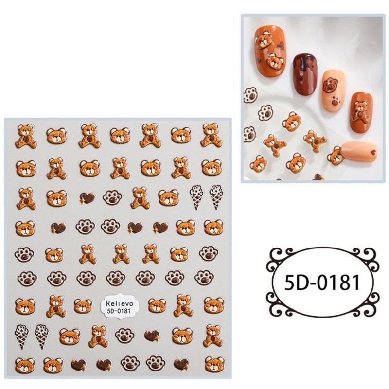 Stereoscopic Adhesive Nail Art Stickers Decals Engraved Nail Art Decor for Women