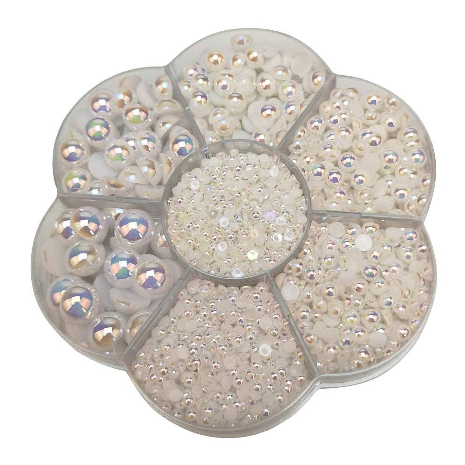Chenkou Craft 3000PCS 1 Box White AB Round Flatback Imitation Half Pearls Bea…
