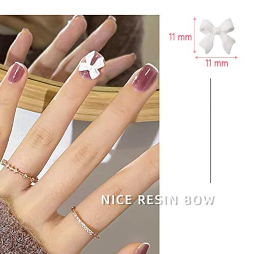 100 Pcs 3D Bow Nail Decoration Resin Bow Nail Rhinestones Bowknot for DIY