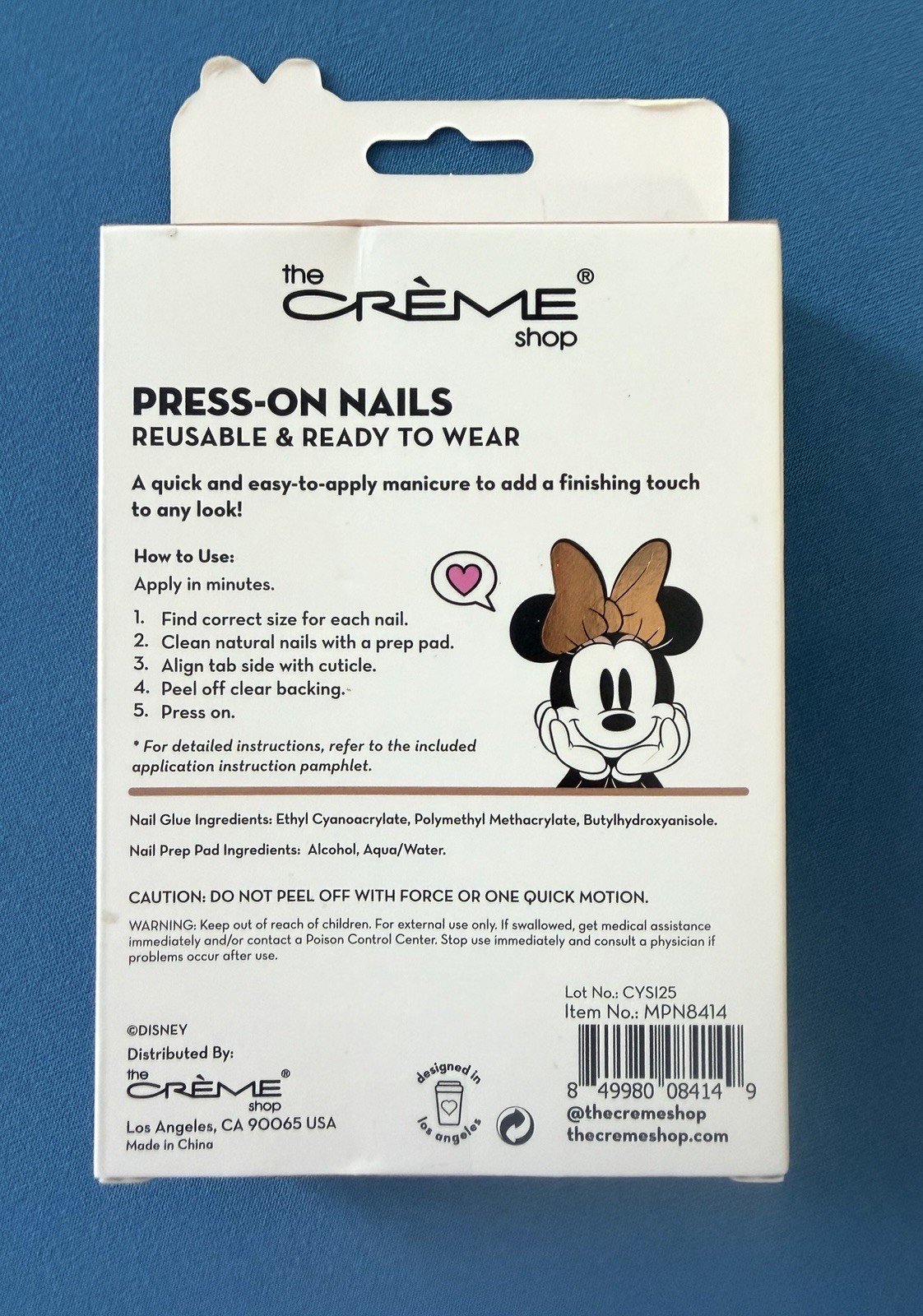The Crème Shop Disney Minnie Mouse Gel-Effect Press-On Nails Medium Almond X2