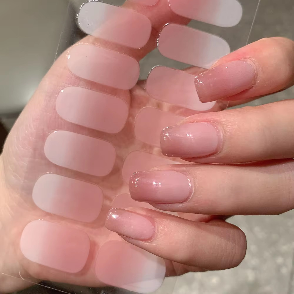 Semi-Cured Gel Nail Stickers Solid Color Nail Semi-Baked Tips Full Paste Nail De