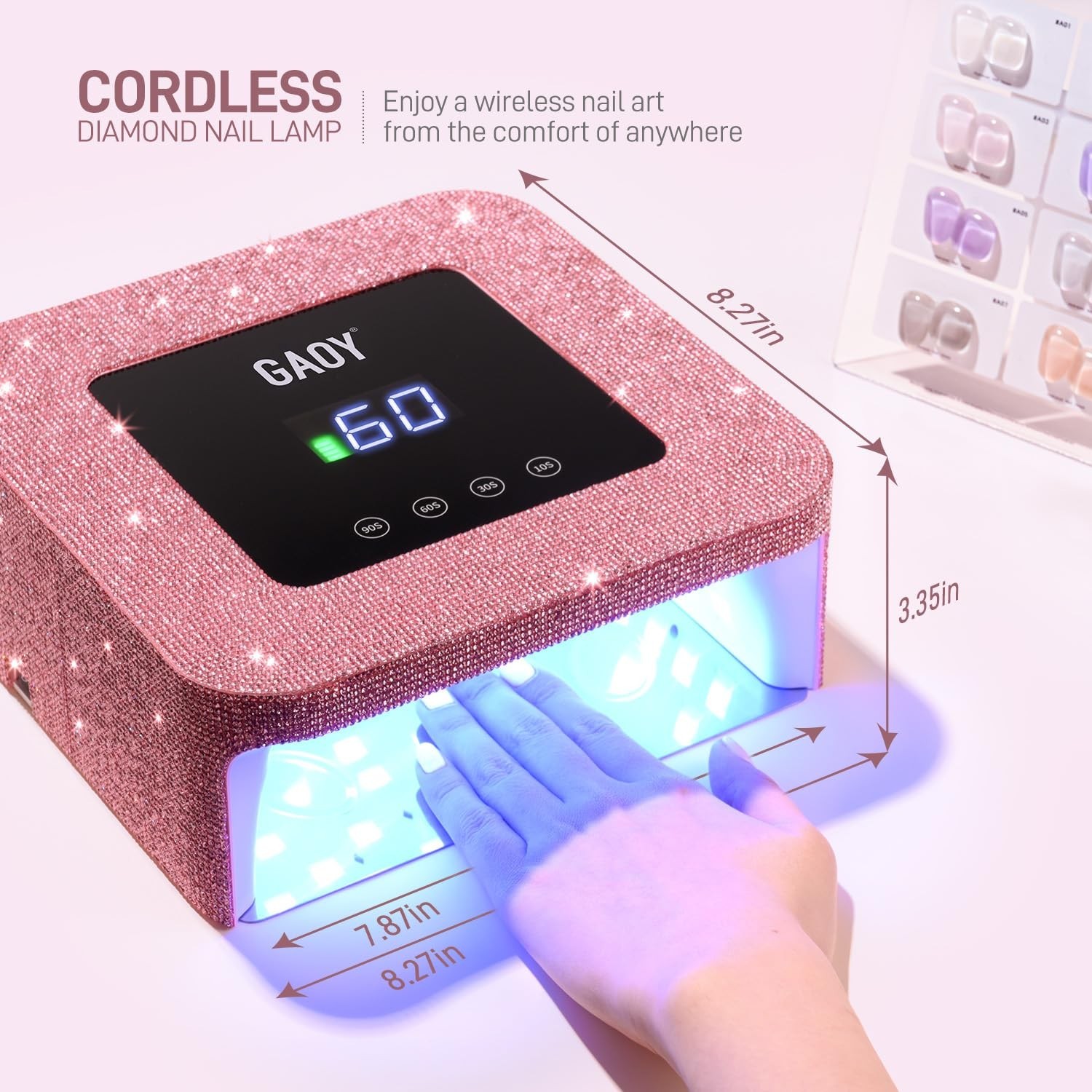 GAOY Cordless UV LED Nail Lamp for Gel Nails, Rechargeable UV Light… Fast Ship