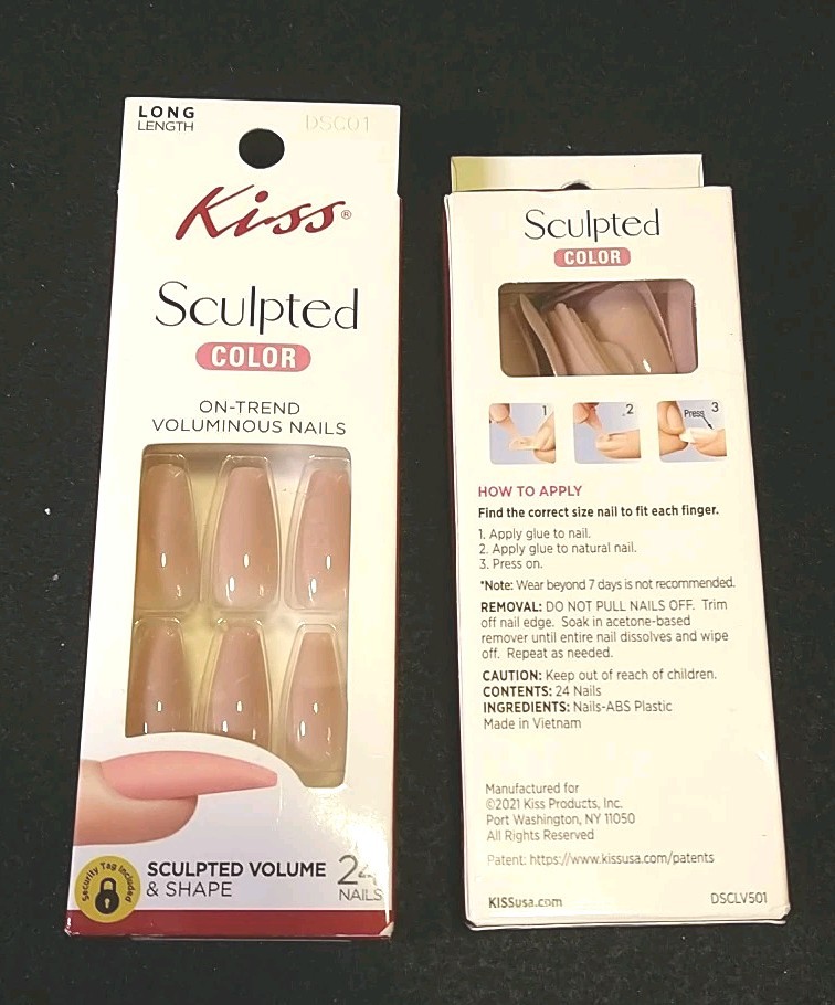 NWB Kiss Artificial Nails Light Mocha Rose Long Sculpted Volume Shape DSC01 Maze