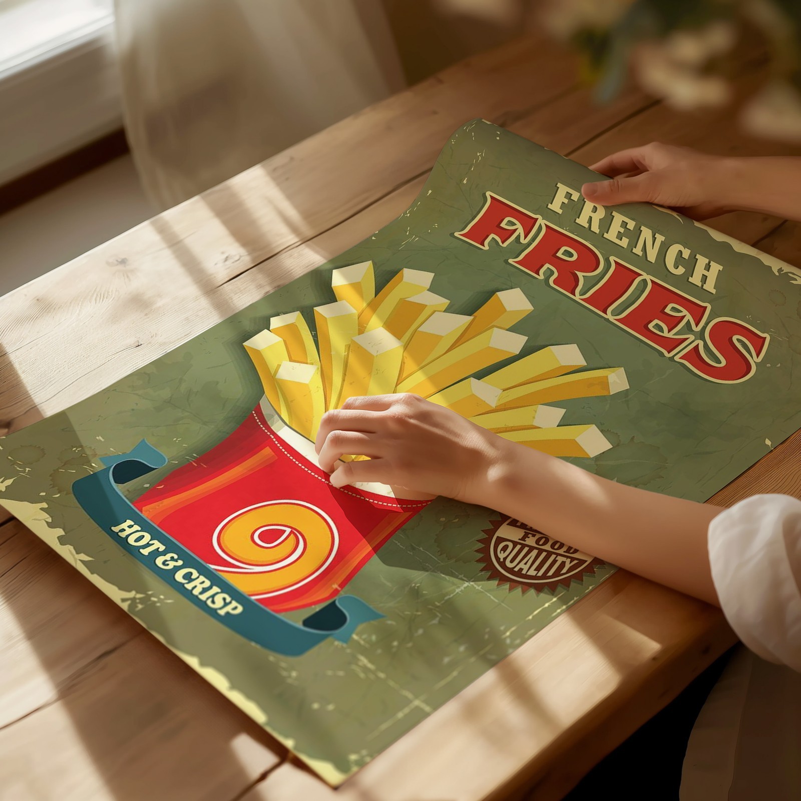 Retro French Fries Poster Wall Art – Vintage Kitchen Decor Home Decor