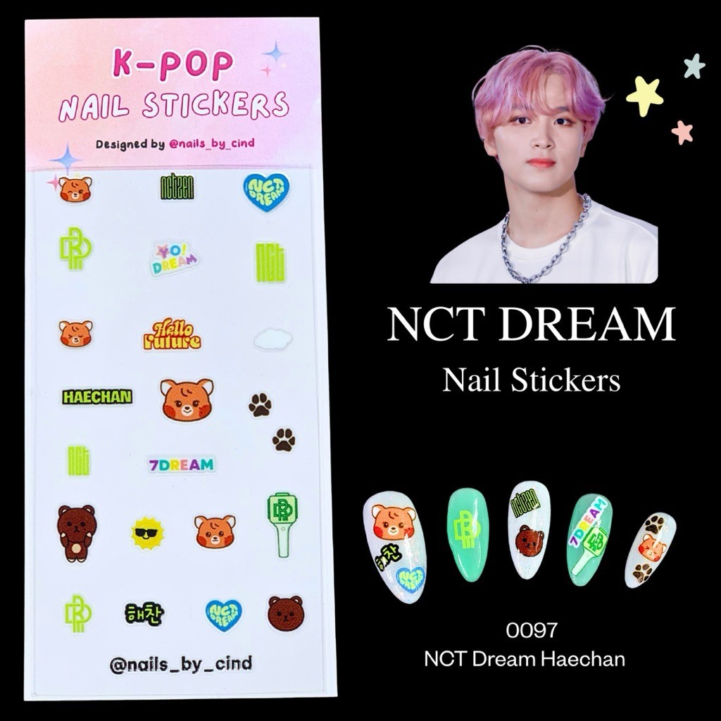 NCT DREAM KPOP NAIL STICKER FAN MADE KOREA MARK RENJUN HAECHAN CHENLE I Z10