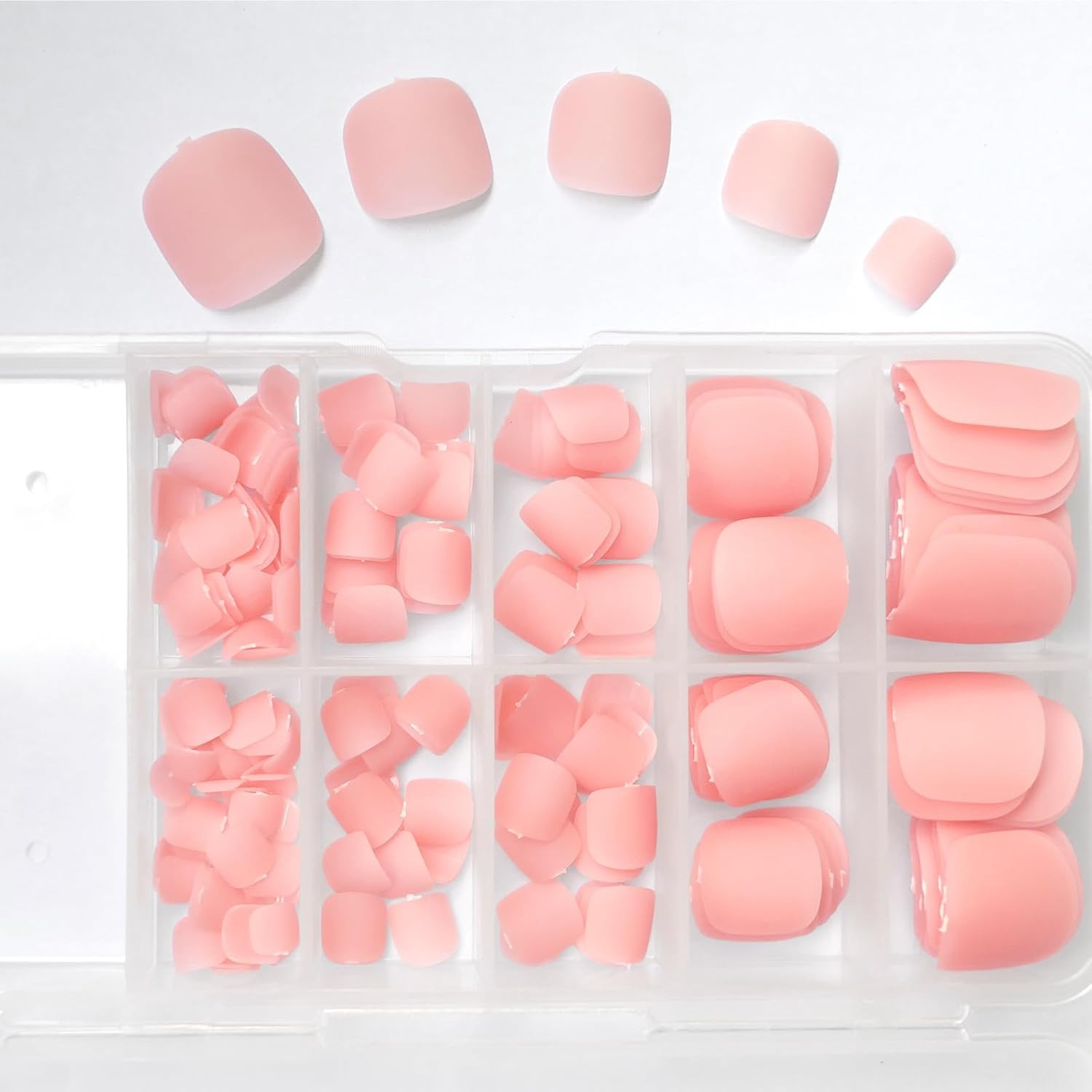 Short Press on Toenails, 240Pcs Nude Pink Square Fake Toenails Full Cover Matte